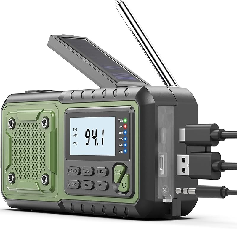 Crank Emergency Radio, Weather Radios, Solar Radios with Hand Crank Emergencies, NOAA/AM/FM Weather Alert Radio, SOS
