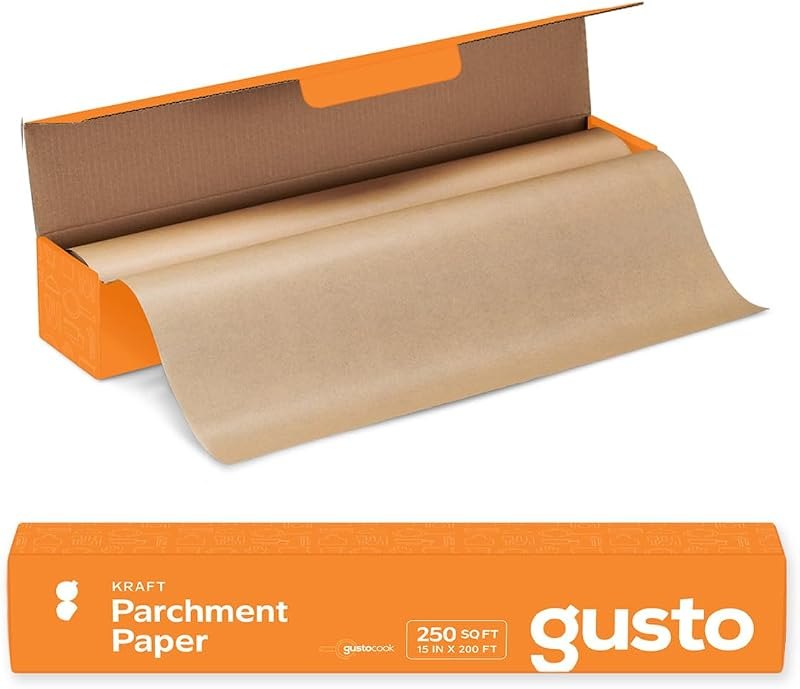 GUSTO [15 in x 200 ft - 250 Sq.Ft] Kraft Parchment Paper for Baking, Non-Stick Baking Paper - Parchment Paper Roll