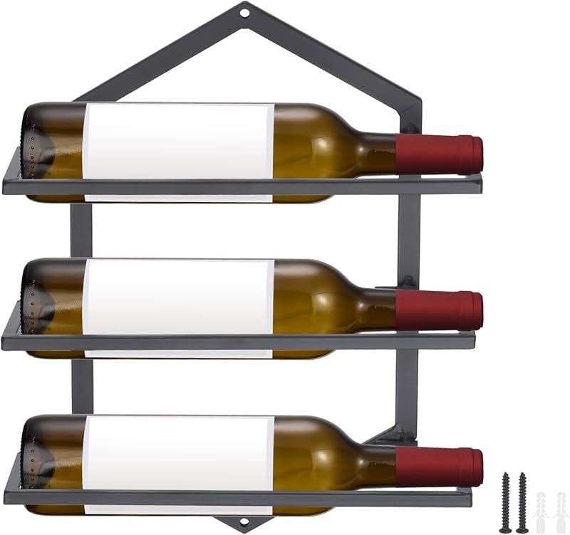 uxcell Wall Mounted Wine Rack, Metal Hanging Wine Bottle Holder Black — wine wall hanger for wine wall hanger
