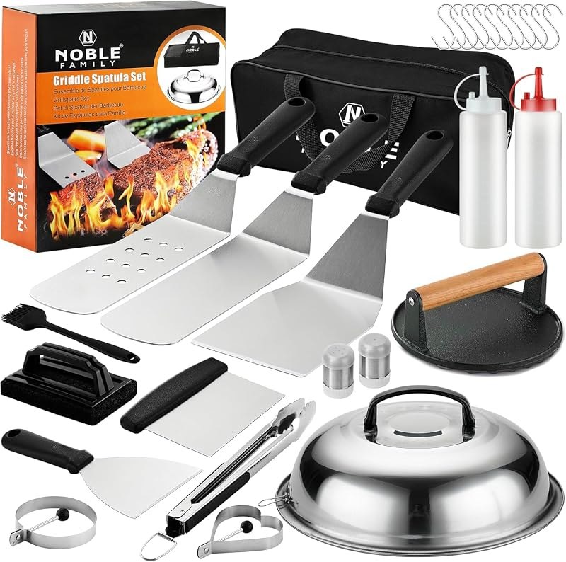 N NOBLE FAMILY 27 PCS Griddle Accessories Kit, Flat Top Grill Accessories Set for Camping, Professional Griddle