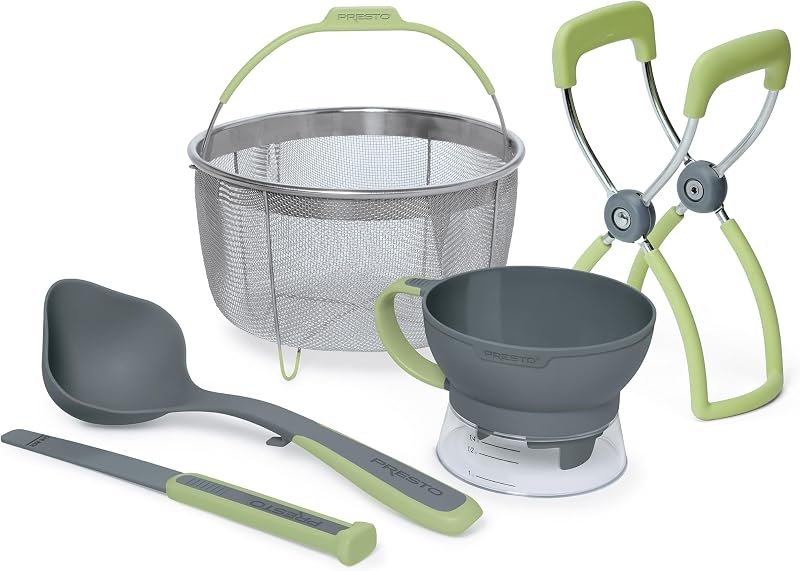 Presto 09509 5 Piece Deluxe Canning Kit, Green — Canning, dehydrating, and flock gear for canning dehydrating flock gear
