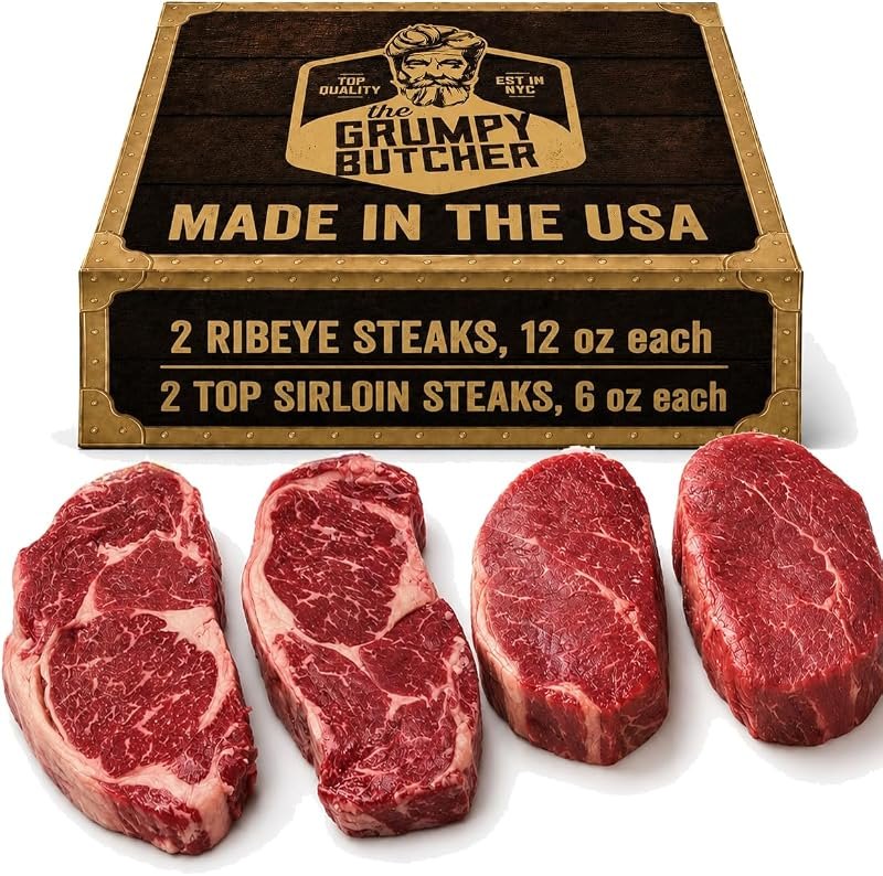 Grumpy Butcher Ribeye and Top Sirloin Steak Set, 4 Pack, 2,25 lb — Amazon Serves getting the most out o for serves