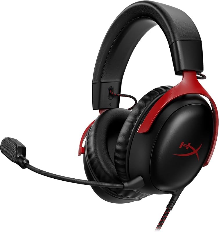 HyperX Cloud III 3.5mm Wired Gaming Headsets with Mic Noise Cancelling DTS Headphone:X Memory Foam 53mm Drivers