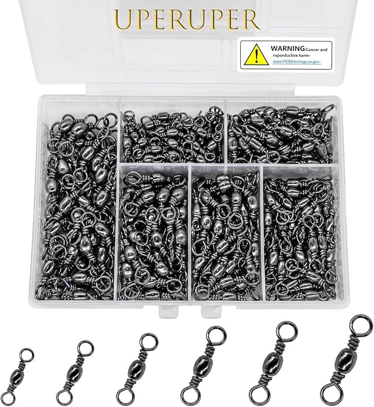 Fishing Barrel Swivels Kit, 300pcs Stainless Steel Rolling Bearing Snap Connector for Saltwater Freshwater