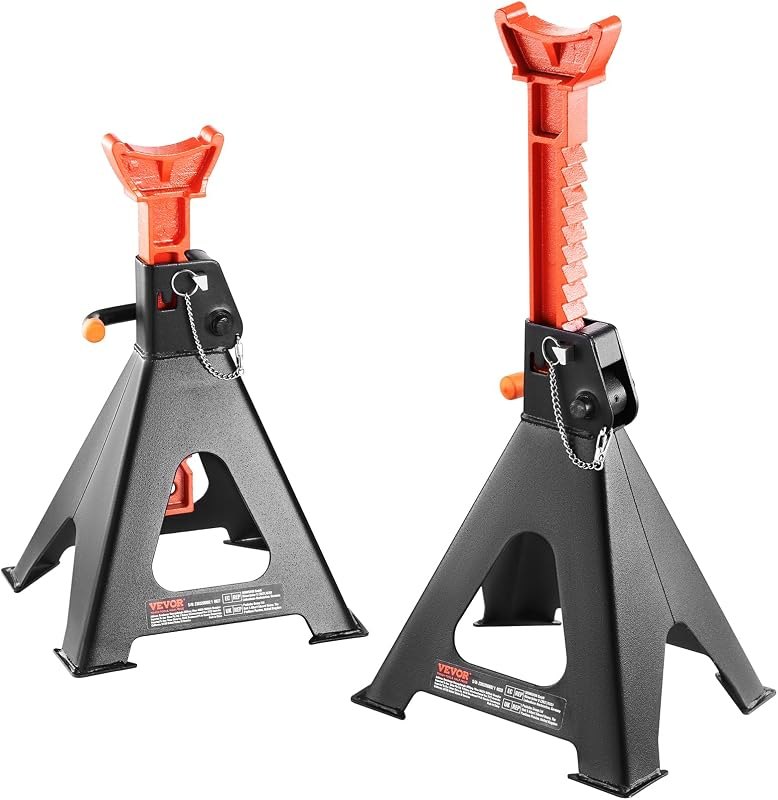 VEVOR Jack Stands 6t/13000lbs Capacity Car Jack Stands Double Locking 2 pcs — Jack stands, drain pans, and creeper for