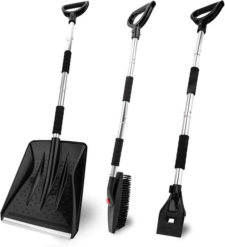 3-in-1 Portable Snow Shovel Kit with Ice Scraper and Snow Brush — snow cleaning kit for snow cleaning kit