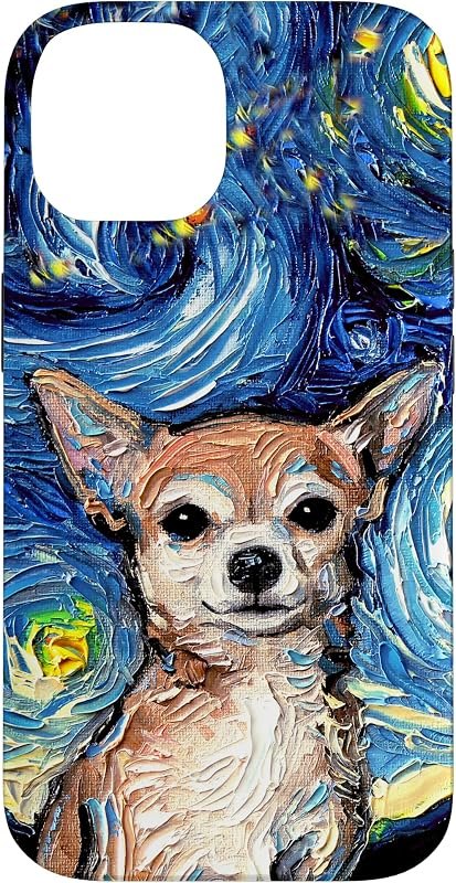 Tan Short Hair Chihuahua Starry Night Artwork Dog Lover Gift Case for iPhone 14 — phones Cases amazon for phones cases