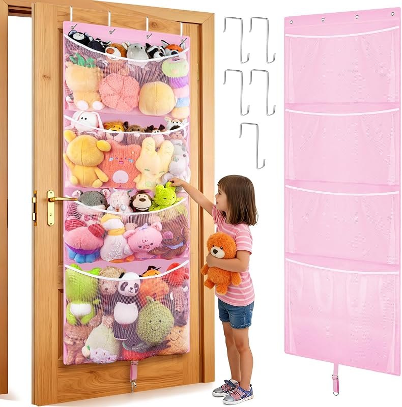 Over Door Stuffed Animal Storage, Hanging Plush Toy Organizer Holder — Bins, hangers, and vacuum bags. for bins