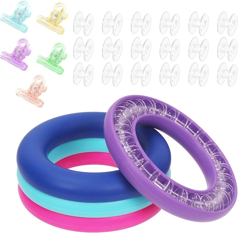 Tanstic 84Pcs Silicone Round Bobbin Holder Kit, Sewing Machine Bobbin Organizer Bobbin Ring Saver, Bobbin Ring Holders