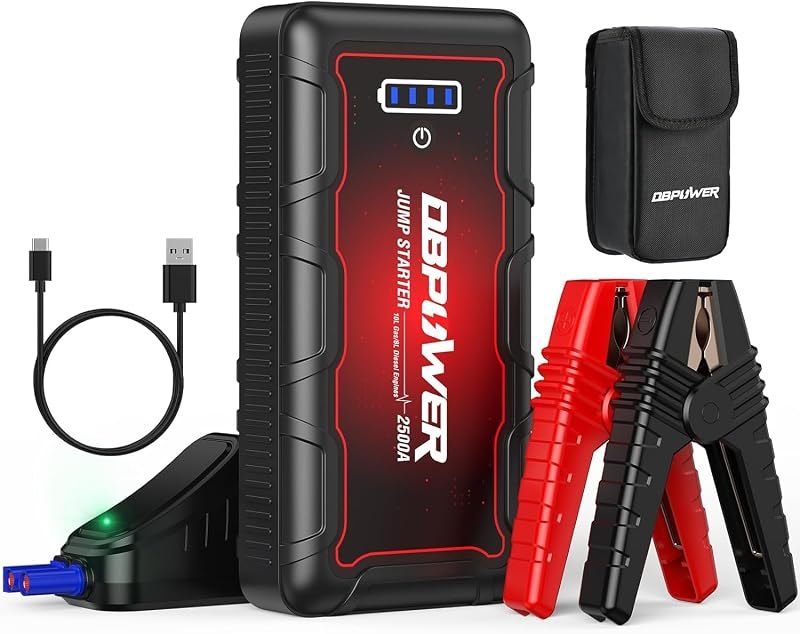 DBPOWER Jump Starter 2500A Peak 74Wh Portable Car Jump Starter (Up to 10L Gas/8L Diesel Engine) 12V Auto Battery