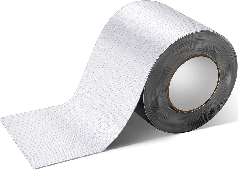 Sasylvia 6 Inch x 33 Feet Self Stick Roll Roofing Panels Peel and Adhesive Rubber Material Reflective Aluminum Surface