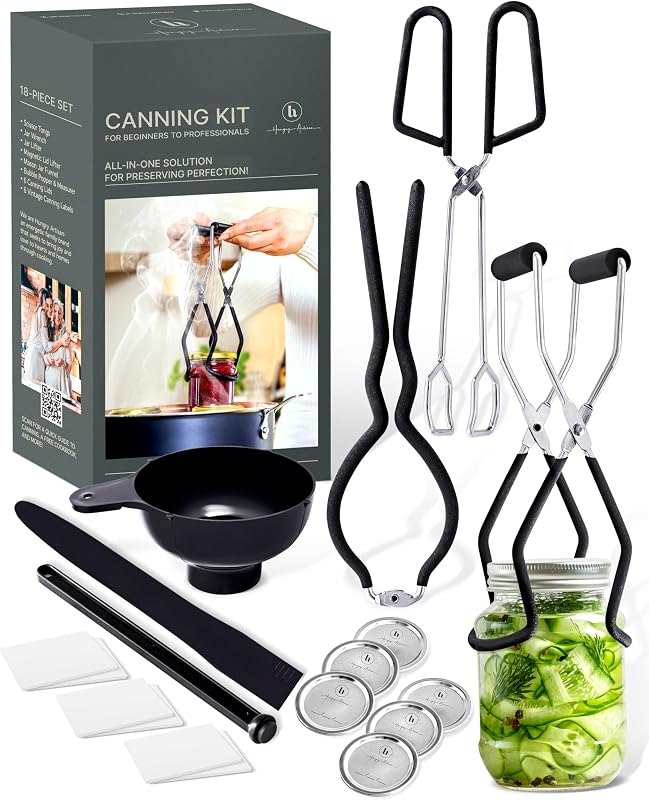 Hungry Artisan Canning Supplies Kit, Stainless Steel, 18 Pieces — Canning, dehydrating, and flock gear for canning