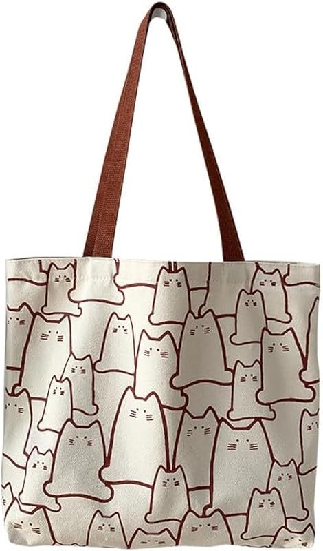 Cute Tote Bag for Women Canvas Shoulder Bags Cat Dog Handbags Purse — handbags structured tote for handbags structured