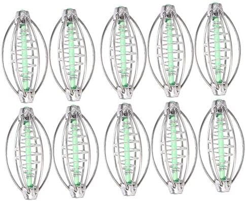 Yosoo Spring Fishing Feeder Bait Cage 10pcs Fishing Bait Trap Cage, Solid Stainless Steel Carp Fishing Feeder Basket