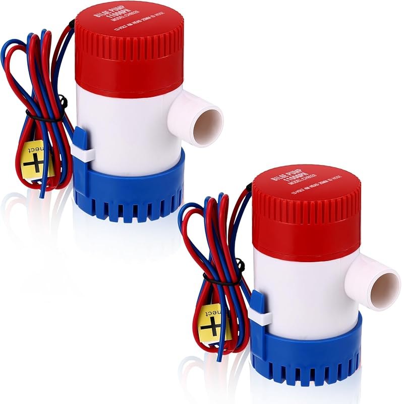 2 Pcs Boat Bilge Pump 12v Submersible Electric Water, 1100GPH