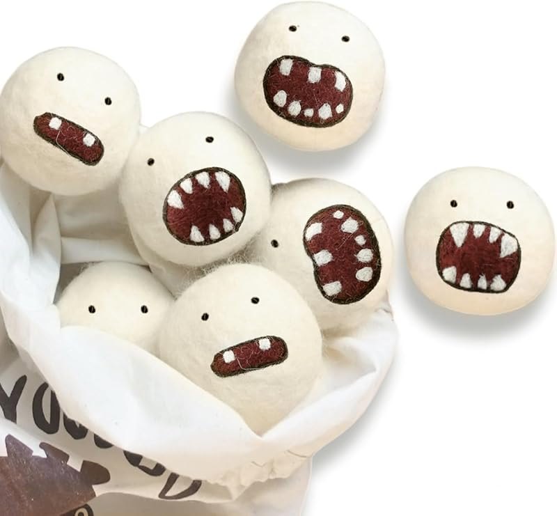 Woolbuddy Monster Dryer Balls 6 PCS Natural Handmade Wool Balls for Laundry — laundry dryer bits for laundry dryer bits