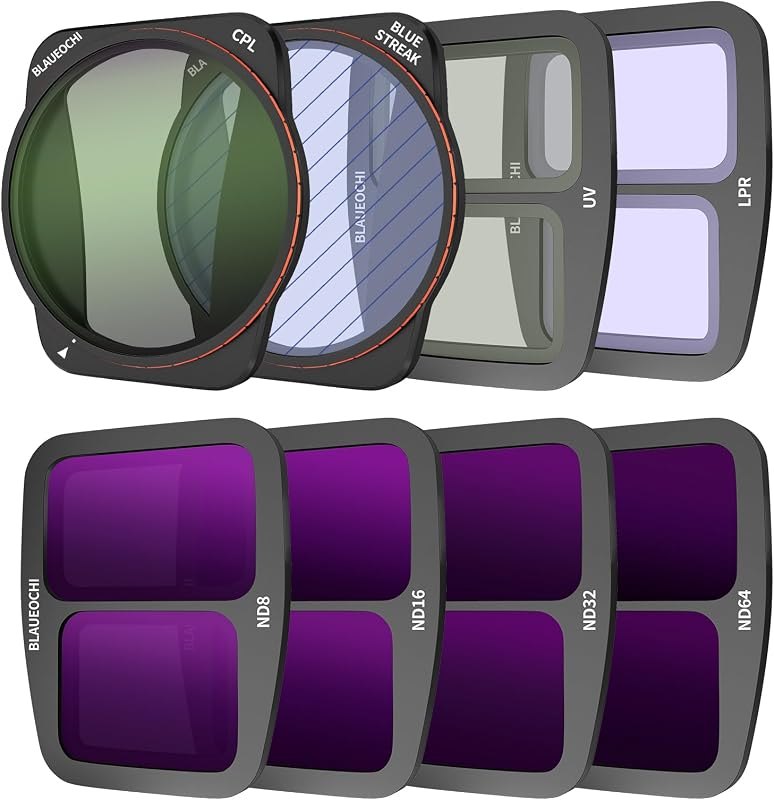 8Pack Filter Kit for DJI Air 3 Accessories,Filters Set(UV, CPL, LPR,BS,ND8, ND16, ND32, ND64),Drone Camera Lens Filter