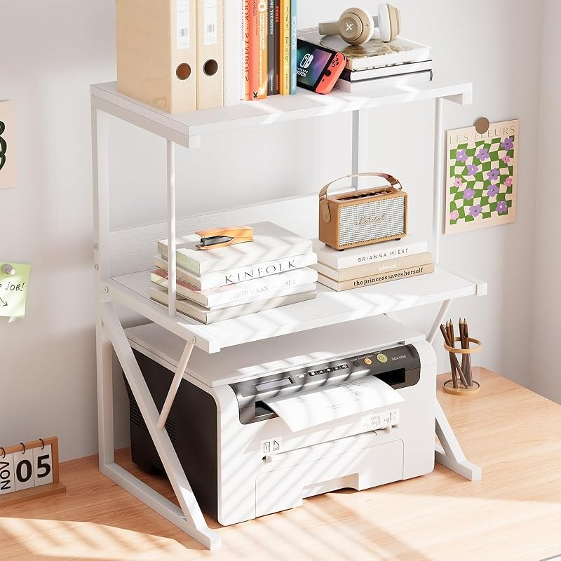 Printer Stand for Desk to Save Space, Metal+Wood for Home Office — printers floor stand amazon for printers floor stand