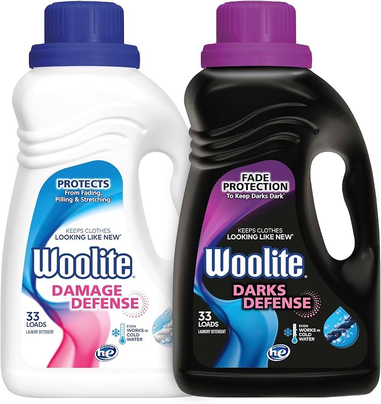 Darks Defense Liquid Laundry Detergent, 33 Loads, 50 Fl Oz & Woolite Damage Defense Laundry Detergent, 33 Loads, 50 Fl