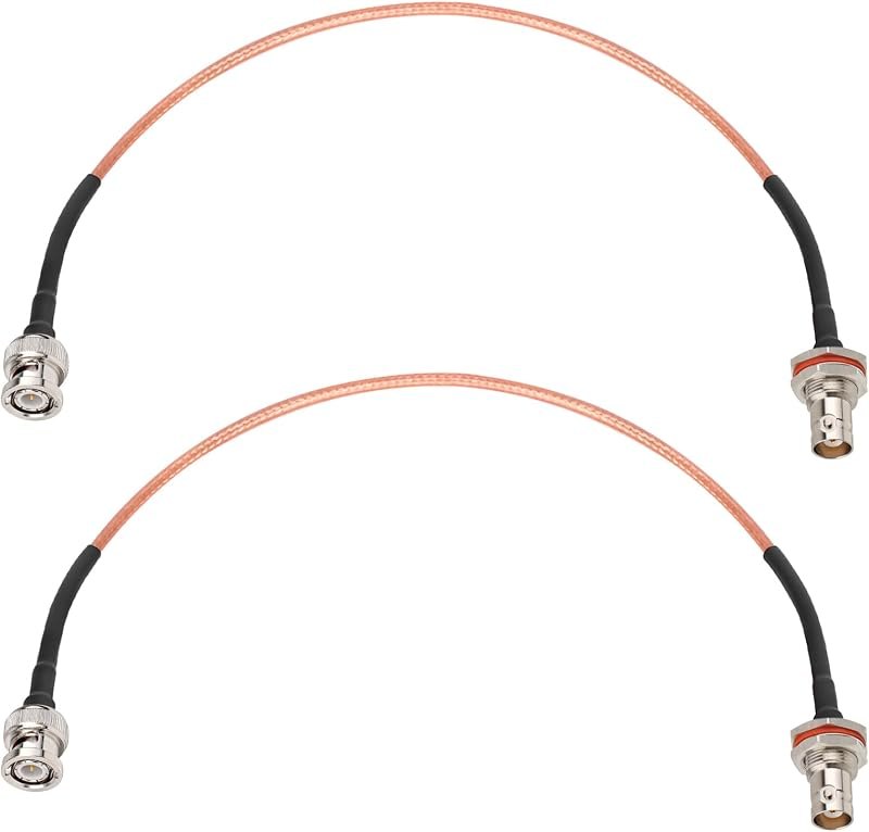 XRDS -RF BNC Cable 1FT 2PCS, 50 Ohm BNC Male to Female Bulkhead Mount RG316 Coax for Wireless Microphone System