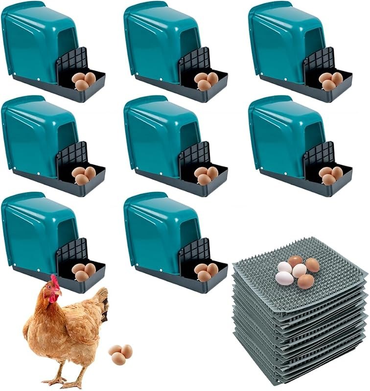 Yeeoy 8 Pack Chicken Nesting Boxes Laying Box with Swing Perch Roll Out Nesting Boxes for Hens Ducks Chickens Laying