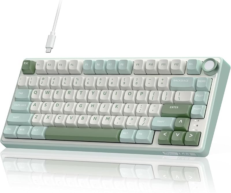 RK ROYAL KLUDGE R75 Mechanical Keyboard Wired with Volume Knob, 75% Keyboard Gasket Mounted, RGB Backlit, Creamy