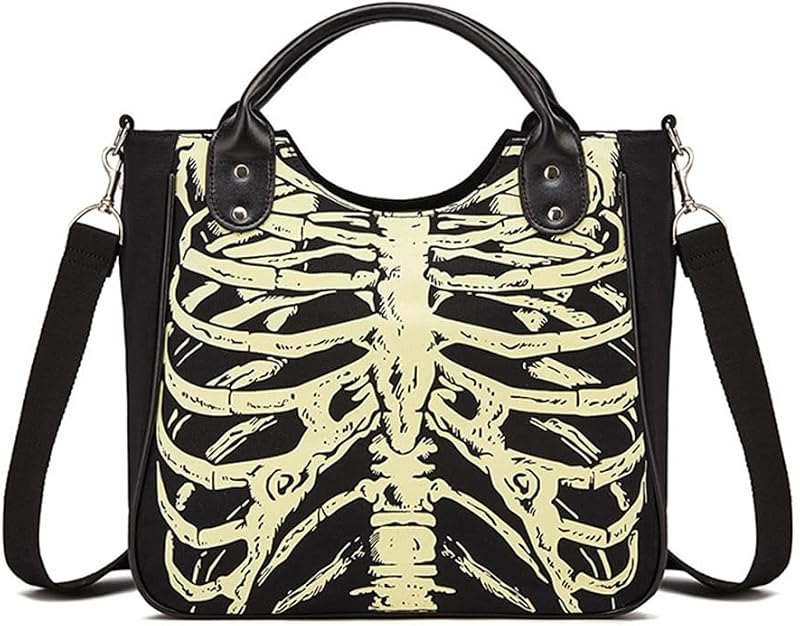 Women Fashion Rivet Handbag Purse Luminous Canvas Punk Tote with Shoulder Strap Crossbody Bag Large Capacity —