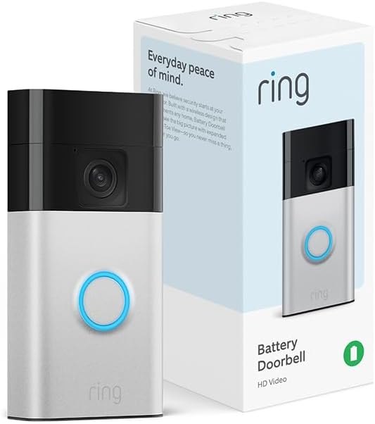 Like-New Ring Battery Doorbell, Home or business security with Head-to-Toe video, Live View with Two-Way Talk, and