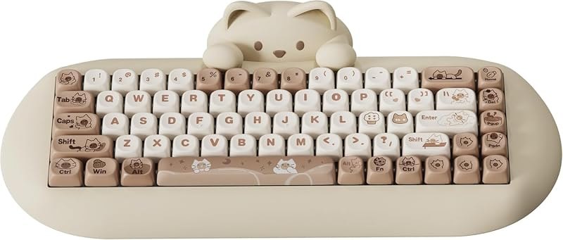 YUNZII C68 Wireless Mechanical Keyboard,65% Layout,Hot Swap,Triple Mode BT5.0/2.4G/Wired, RGB Backlit NKRO,Cute Cat