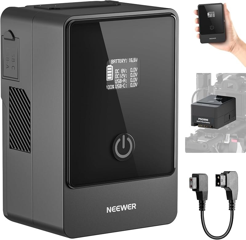 NEEWER Mini V Mount Battery, 6800mAh 99Wh 14.5V, Mini V Lock Battery with 65W PD Type C/D Tap/BP/USB A/Dual DC