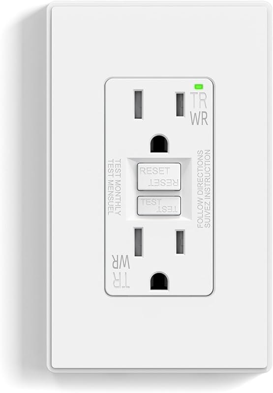 ELEGRP GFCI Outlet Outdoor, 15 Amp Self-Test GFI Electrical Outlet with Thinner Design, Weather & Tamper Resistant