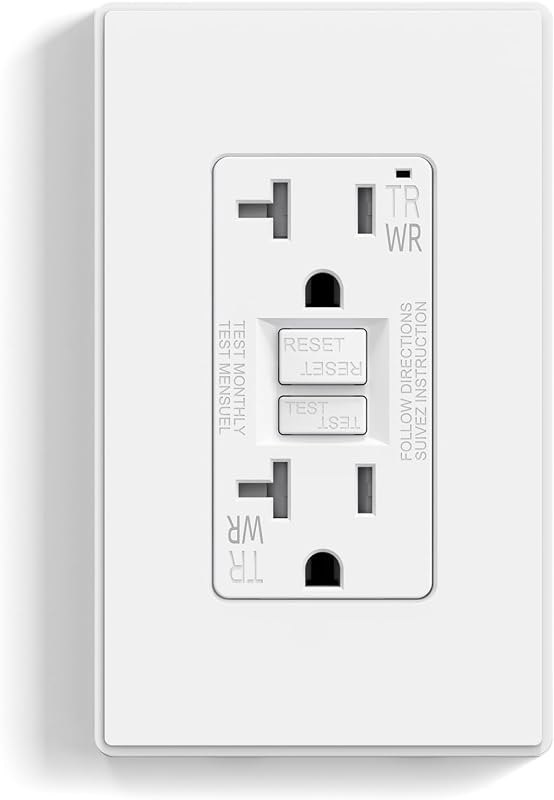 ELEGRP GFCI Outlet Outdoor, 20 Amp Self-Test GFI Electrical Outlet with Thinner Design, Weather & Tamper Resistant