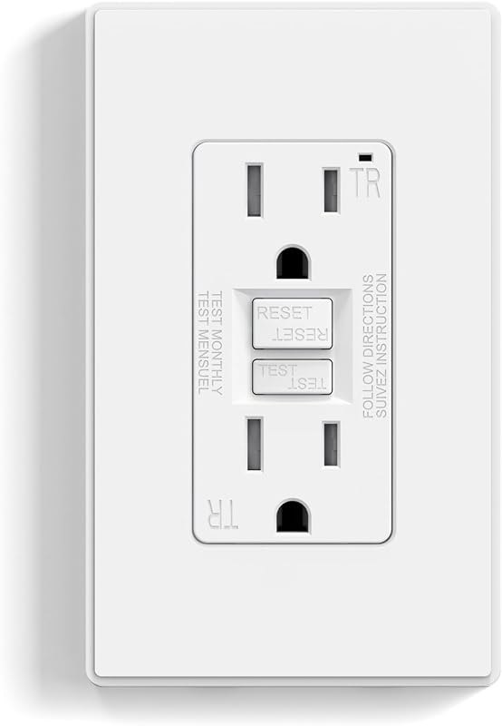 ELEGRP GFCI Outlet 15 Amp, Self-Test GFI Electrical Outlet with Thinner Design, TR Tamper Resistant GFCI Receptacle