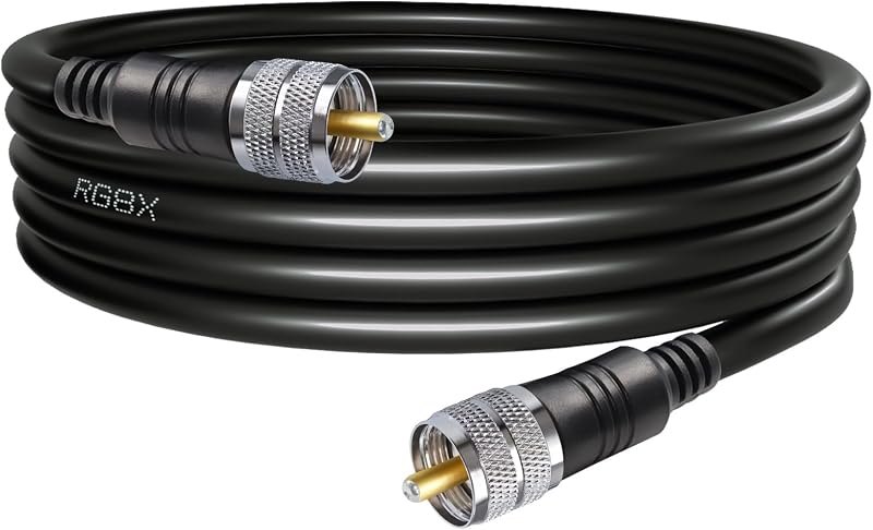 RG8X PL259 Coaxial Cable SO239 UHF CB Antenna Cable Jumper, 6.6FT (2M) Low Loss UHF Male to UHF Male 50 ohm CB Antenna