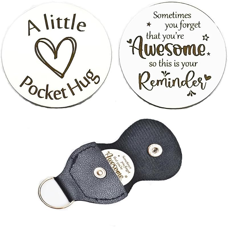 RFTWXHPN Pocket Hug Token Keychain Long Distance Relationship Hug Tokens Keepsake Stainless Steel Double Sided Pocket