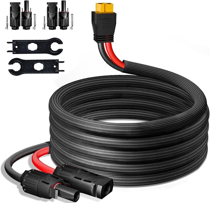 Solar to XT60 Cable 10FT/3.048M Extension 12AWG With 2 Pairs IP67 Male/Female Connectors for Panel Extension Wire to