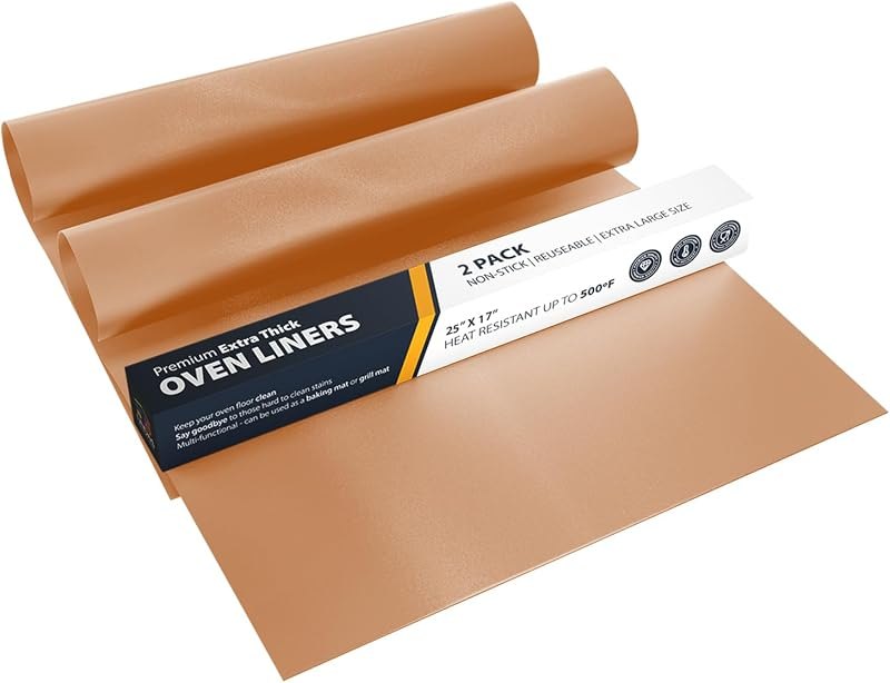 Oven Liners for Bottom of Oven - 2 Pack Large Heavy Duty Mats, 17”x25” Non-Stick Reusable Liner for Electric, Gas