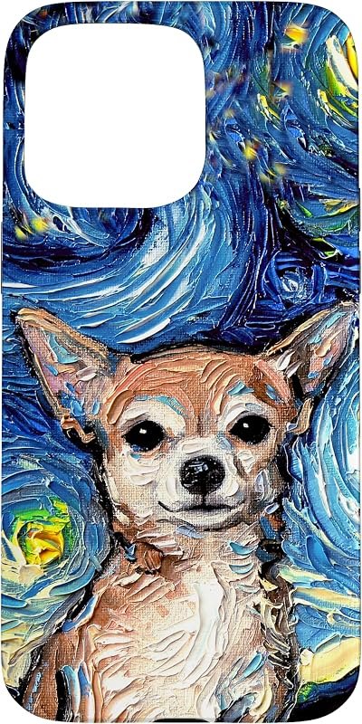 Tan Short Hair Chihuahua Starry Night Artwork Dog Lover Gift Case for iPhone 15 Pro Max — case for iphone pro