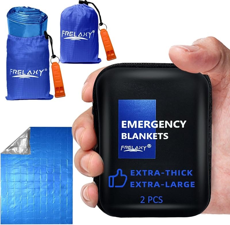 Frelaxy Emergency Blanket 2 Pack, Extra Thick Large Space Blankets — Alarms, blankets, and emergency radi for alarms