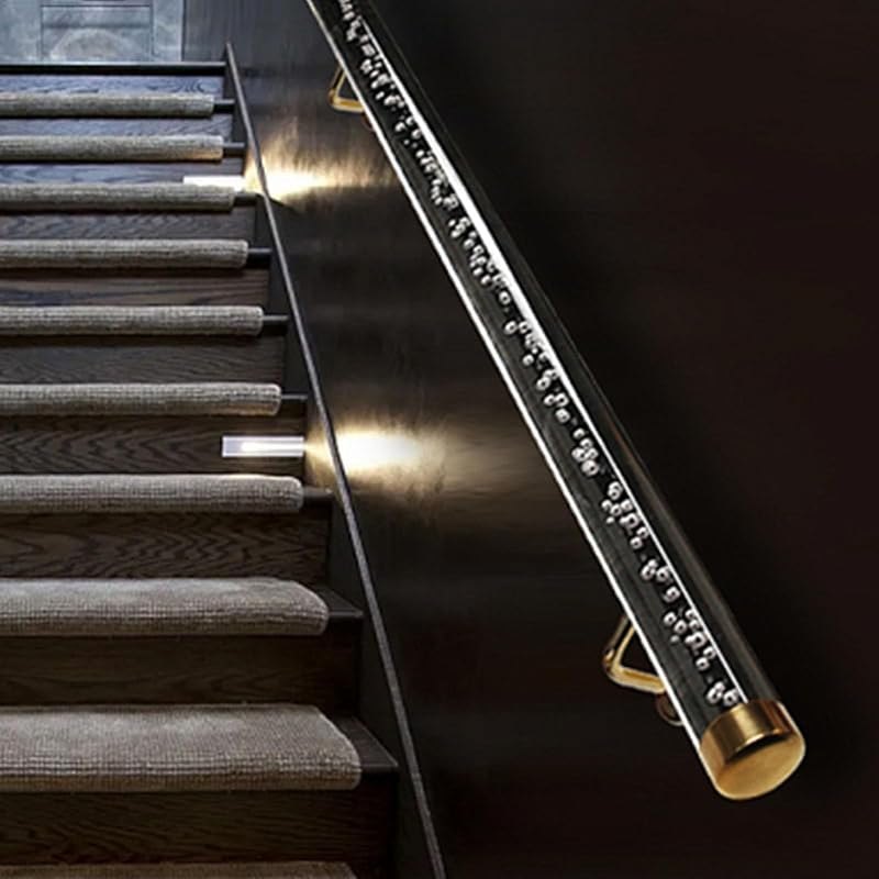 Clear Acrylic Handrails for Indoor Stairs - 3ft/4ft/5ft/6ft/8ft/10ft/12ft/14ft/20ft Non-Slip Transparent Crystal