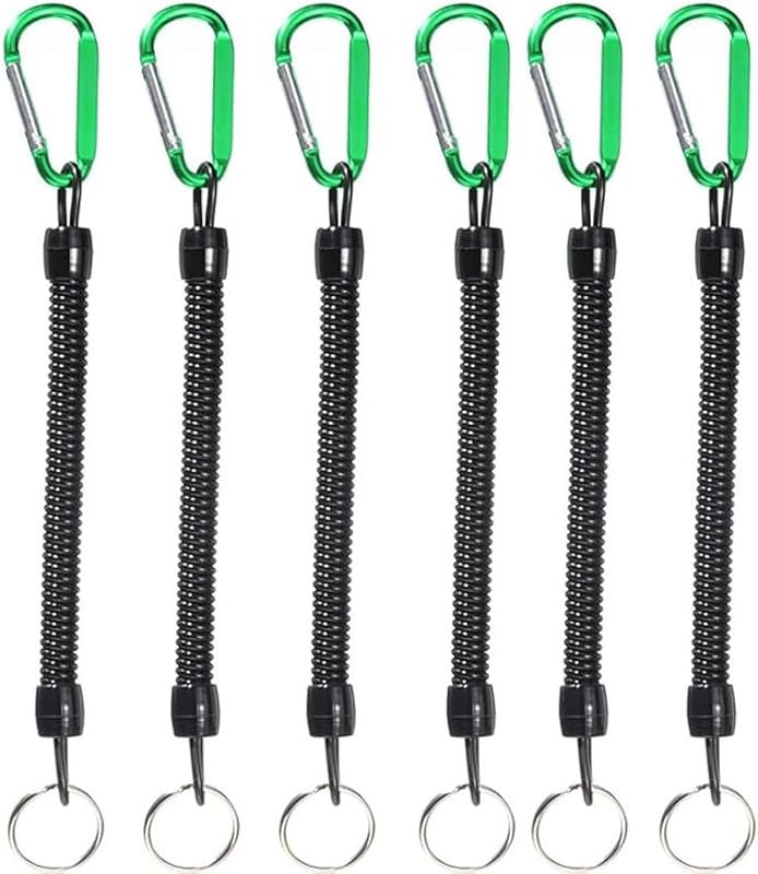 6Pcs Fishing Lanyards with Carabiner Boating Ropes Retention Ropes Holder Pliers Lip Bass Fishing Tackle for Safe