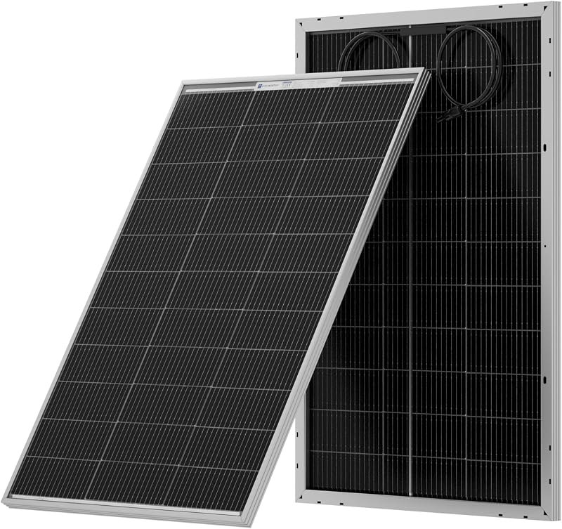 ECO-WORTHY Bifacial 100 Watt 12 Volt Solar Panel Monocrystalline Rigid High-Efficiency PV Module Power Charger for