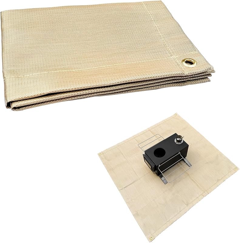 SoloWilder Fire Pit Mat 40" Wood Stove Under Grill Mat (940°F Safety) for Deck BBQ Fireproof Floor Tent Campsite