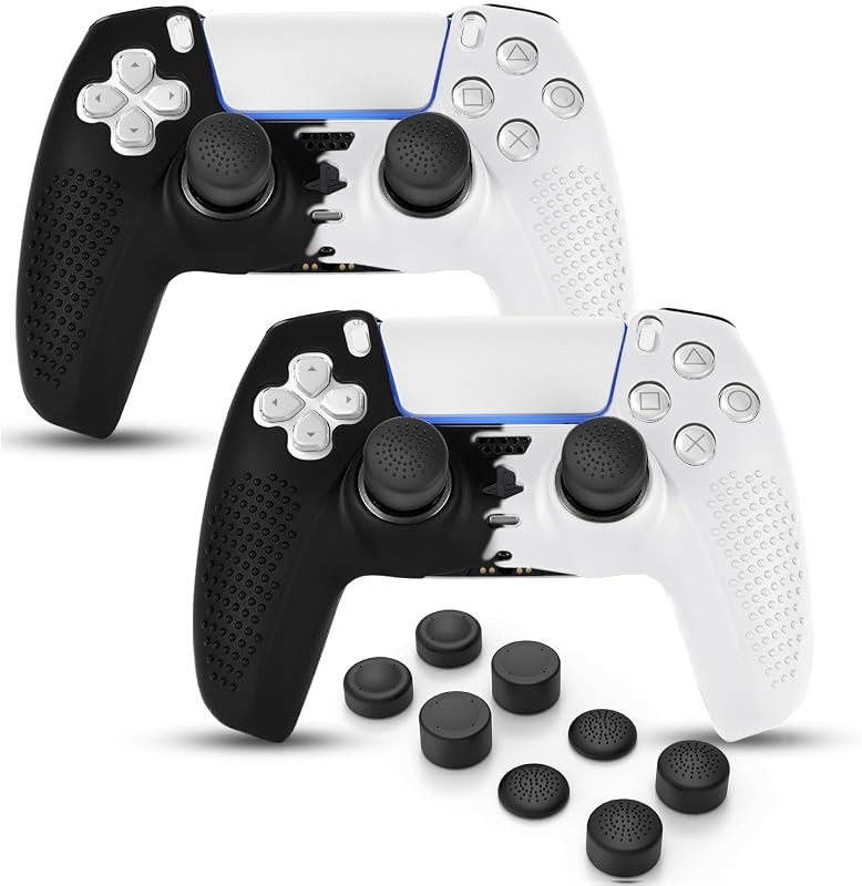 PS5 Controller Skin, Anti-Slip Soft Silicone Protective Cover Case for PlayStation 5 Controller Grip Accessories, 2