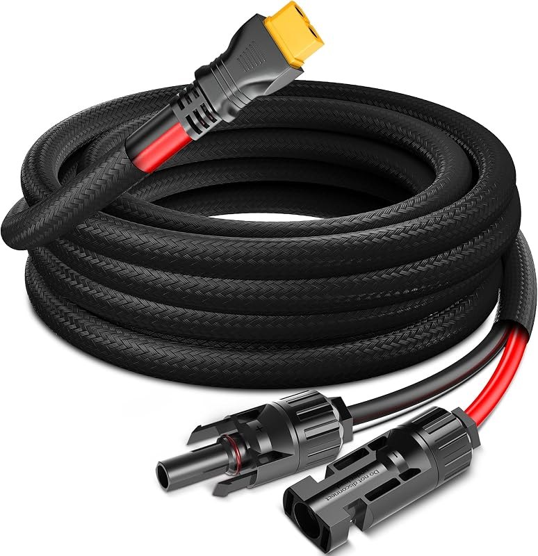 12AWG-10ft Solar to XT60 Charging Cable for EcoFlow Portable Power Station — solar power adapter for solar power adapter