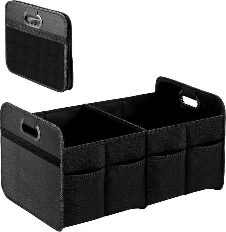 YSSOA Trunk Organizer for Car/SUV/Truck, Collapsible 2 Compartment Automotive Storage Box, 600D Waterproof Oxford
