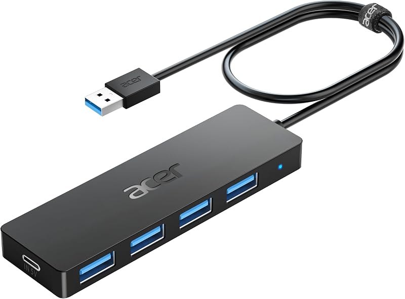 Acer USB Hub 4 Ports, Multiple USB 3.0 Hub, USBA Splitter for Laptop/PC 2FT — Hubs, docks, SSDs, webcams, keyboard for
