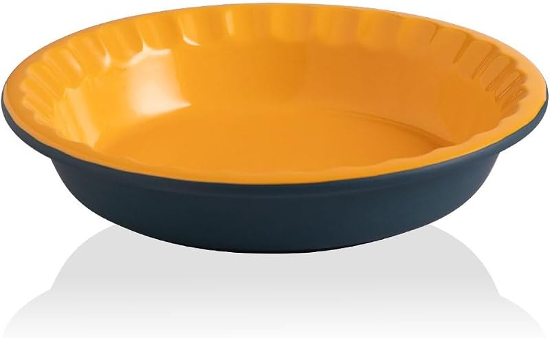 Sweejar Ceramic 10.4 Inches Pie Pan for Baking, Deep and Fluted Porcelain Round Pie Dish, Non-Stick Pie Plate for