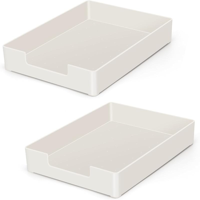 Paper Tray, Letter Tray, 2-Pack Desk Tray Organizer, Plastic A4 Letter-Size Printer Paper Holder, Rectangular Desktop