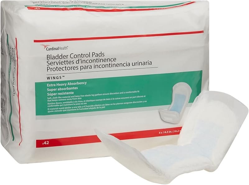 Cardinal Bladder Control Pad Sure Care 4 X 14-1/2 Inch Heavy Absorbency Polymer Core One Size Fits Most Bag — Adult